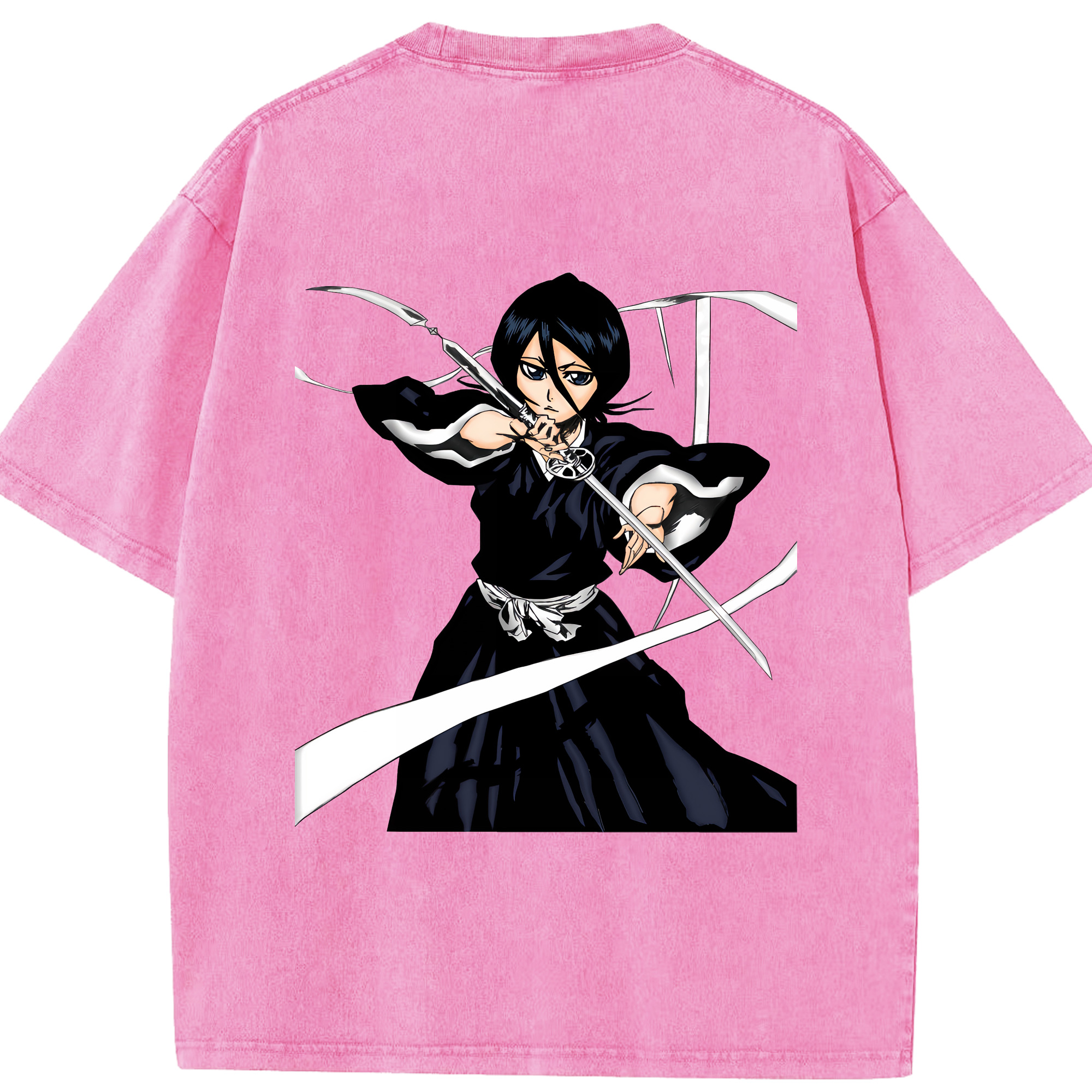 （画像用） ブリーチ 朽木ルキア BLEACH Kuchiki Rukia 綿100% ヴィンテージ風 半袖Tシャツ（背面プリント）